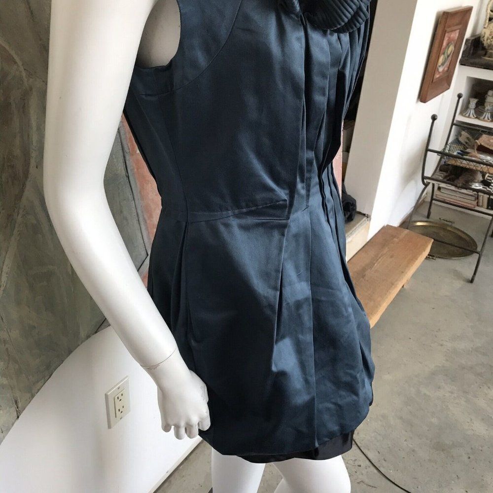 BCBG MaxAzria BCBGMAXAZRIA Avant-garde Blue Silk Art To Wear Cocktail Dress SZ 6 - Picture 3 of 10